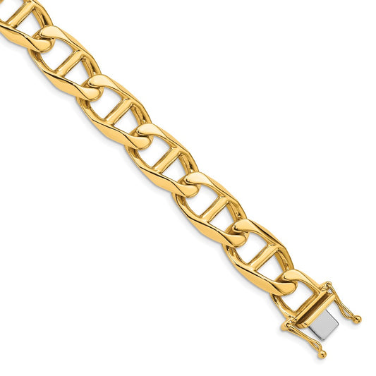 Solid 14K Yellow Gold 20 inch 12.5mm Hand Polished Fancy Anchor Link with Box Catch Clasp Chain Chain
