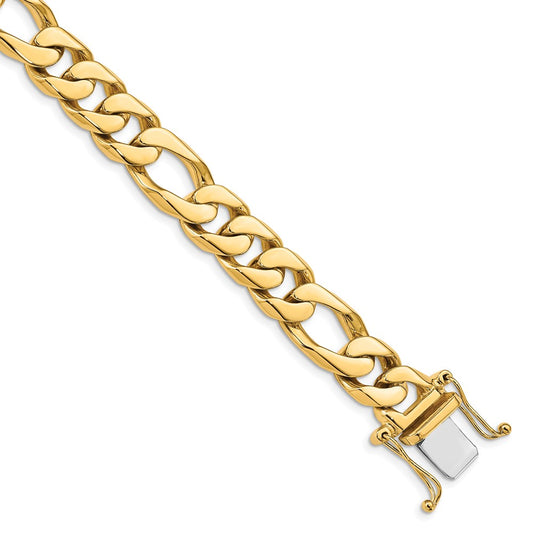 Solid 14K Yellow Gold 20 inch 10mm Hand Polished Figaro Link with Box Catch Clasp Chain Chain