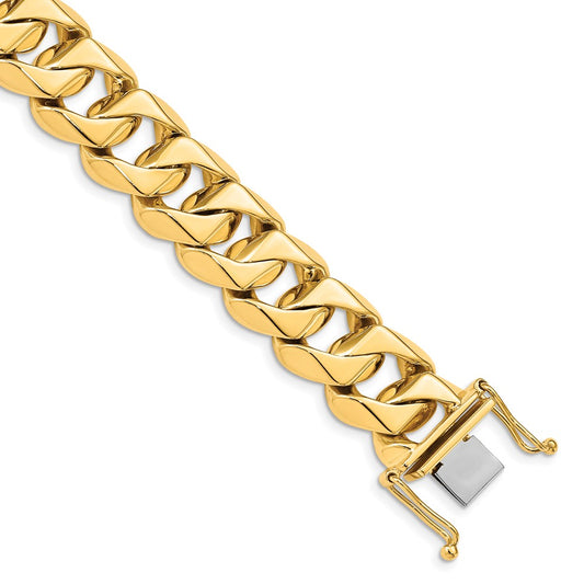 Solid 14K Yellow Gold 24 inch 15mm Hand Polished Fancy Traditional Link with Box Catch Clasp Chain Necklace