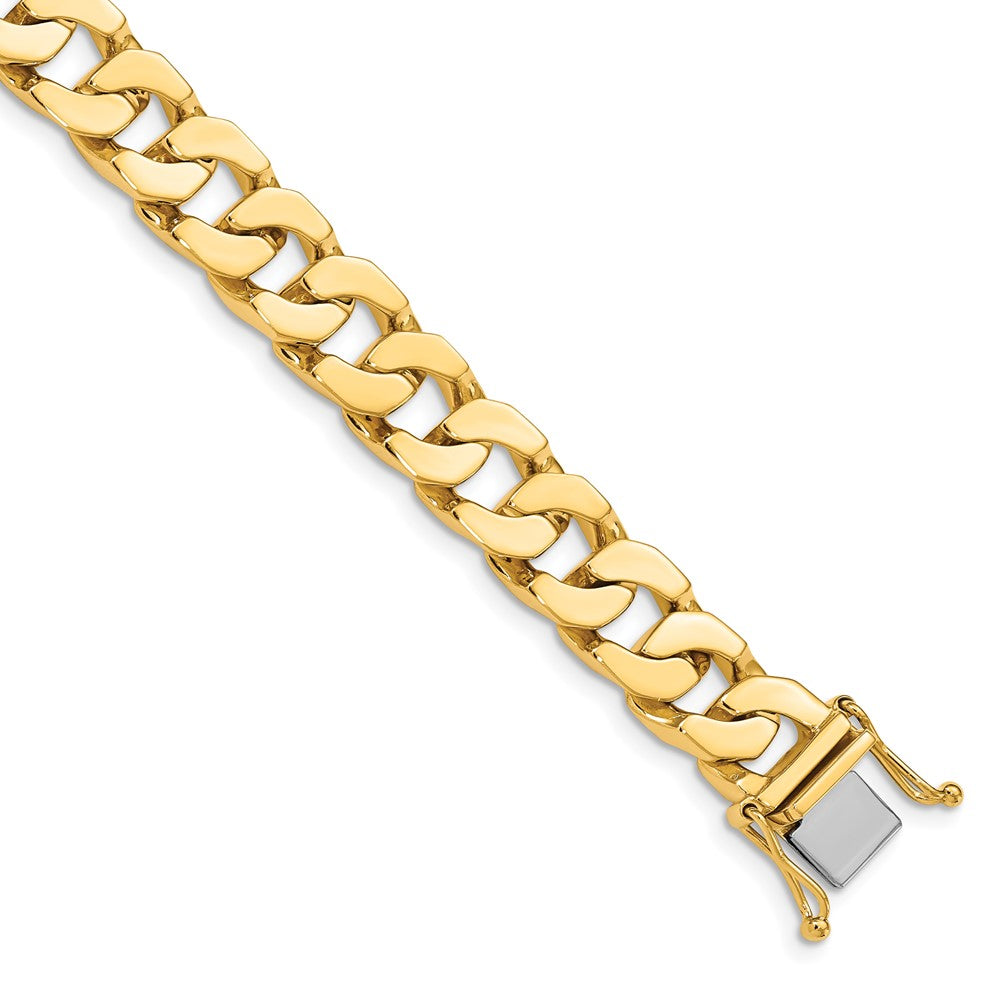 Solid 14K Yellow Gold 24 inch 10mm Hand Polished Fancy Link with Box Catch Chain Necklace