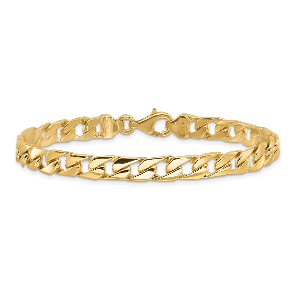 Solid 14K Yellow Gold 24 inch 6.5mm Hand Polished Fancy Link with Lobster Clasp Chain Necklace