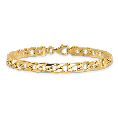 Solid 14K Yellow Gold 24 inch 6.5mm Hand Polished Fancy Link with Lobster Clasp Chain Necklace