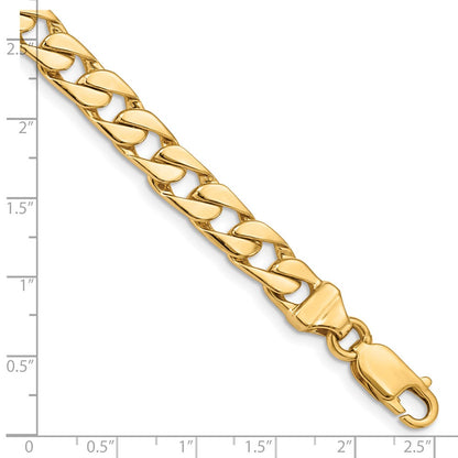 Solid 14K Yellow Gold 24 inch 6.5mm Hand Polished Fancy Link with Lobster Clasp Chain Necklace