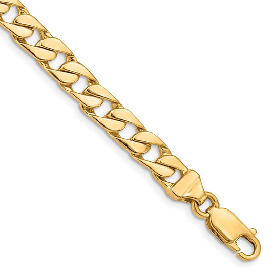 Solid 14K Yellow Gold 24 inch 6.5mm Hand Polished Fancy Link with Lobster Clasp Chain Necklace