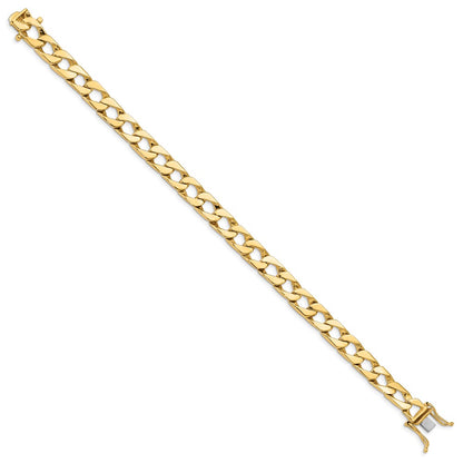Solid 14K Yellow Gold 8 inch 7.9mm Hand Polished Fancy Link with Box Catch Clasp Bracelet