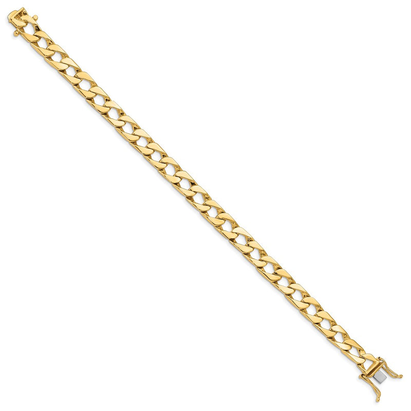 Solid 14K Yellow Gold 8 inch 7.9mm Hand Polished Fancy Link with Box Catch Clasp Bracelet