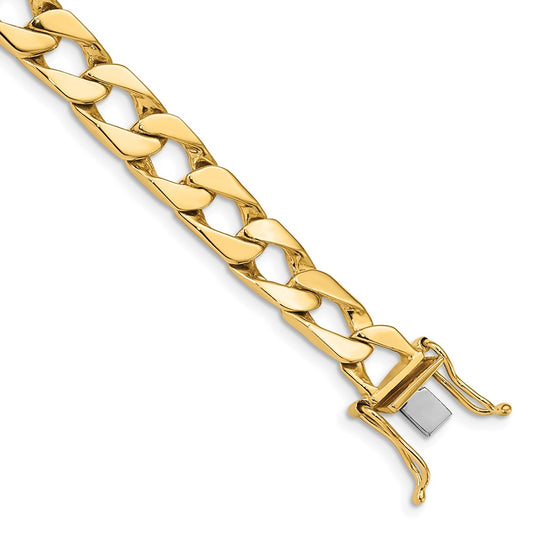 Solid 14K Yellow Gold 8 inch 7.9mm Hand Polished Fancy Link with Box Catch Clasp Bracelet
