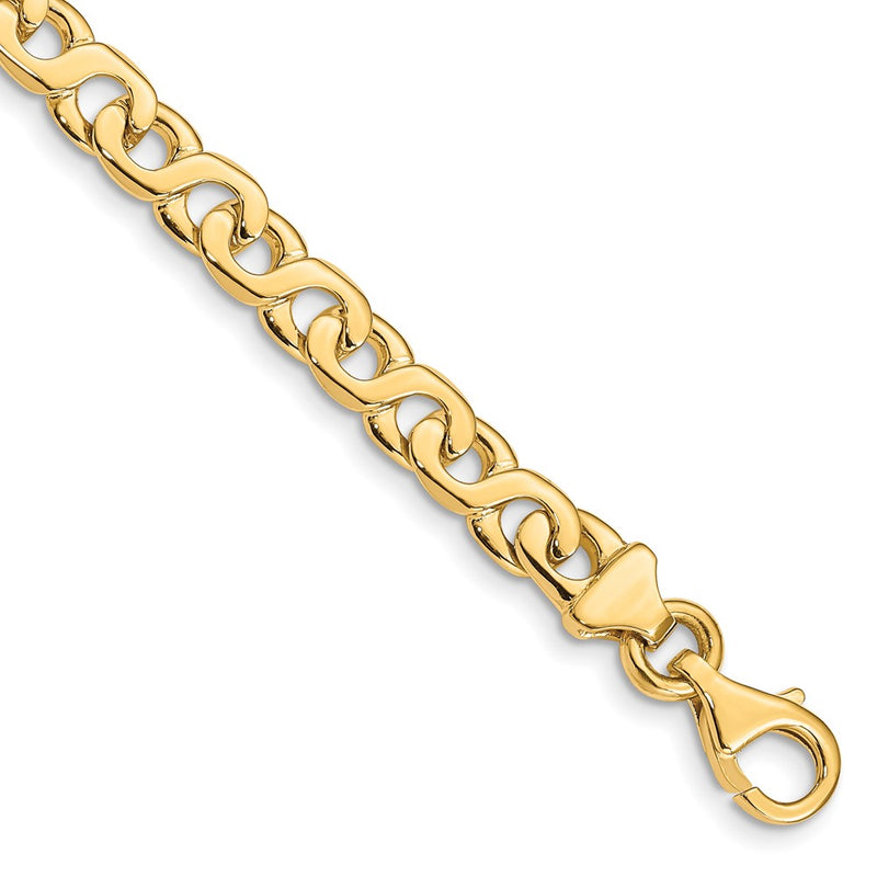 Solid 14K Yellow Gold 7 inch 6.2mm Hand Polished Fancy Link with Fancy Lobster Clasp Bracelet