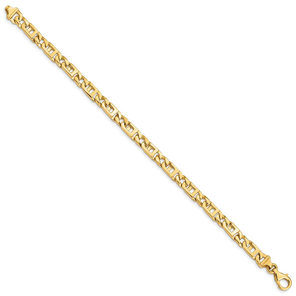 Solid 14K Yellow Gold 7 inch 5.9mm Hand Polished Fancy Link with Fancy Lobster Clasp Bracelet
