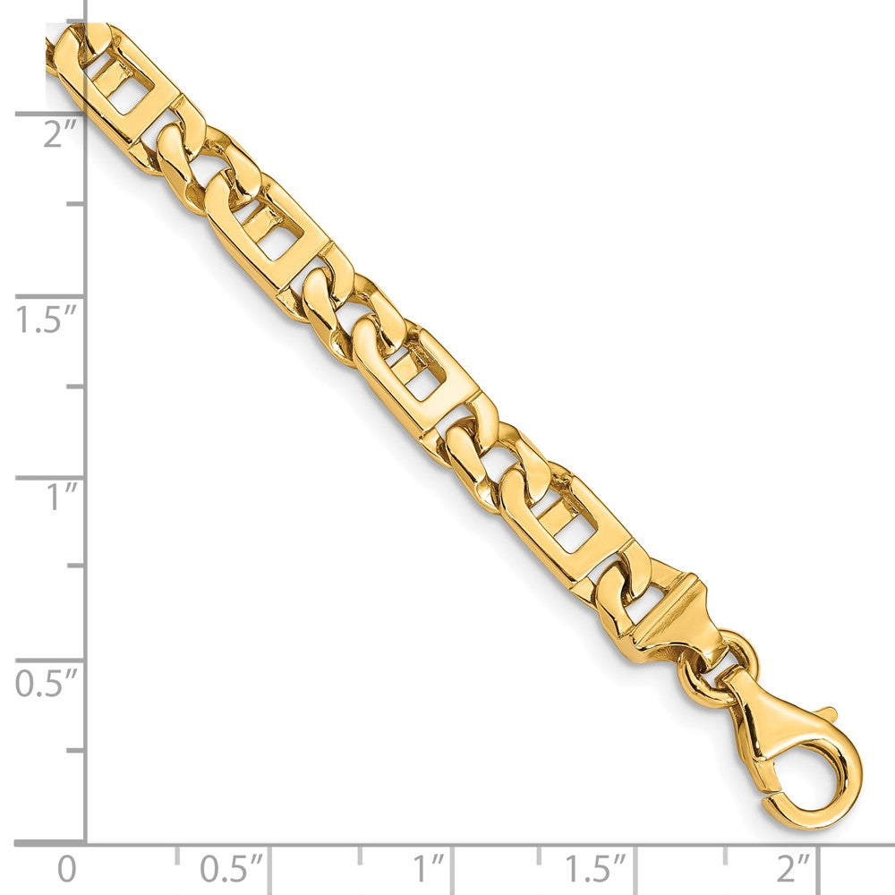 Solid 14K Yellow Gold 7 inch 5.9mm Hand Polished Fancy Link with Fancy Lobster Clasp Bracelet