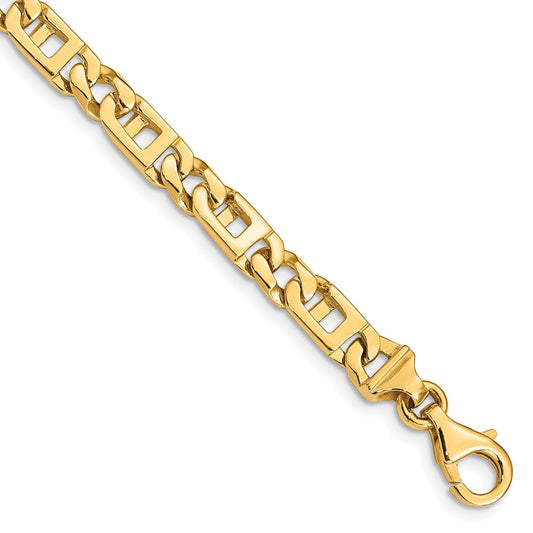 Solid 14K Yellow Gold 7 inch 5.9mm Hand Polished Fancy Link with Fancy Lobster Clasp Bracelet