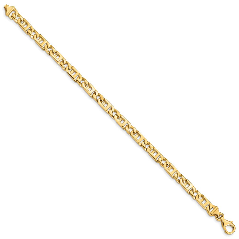 Solid 14K Yellow Gold 8 inch 5.9mm Hand Polished Fancy Link with Fancy Lobster Clasp Bracelet