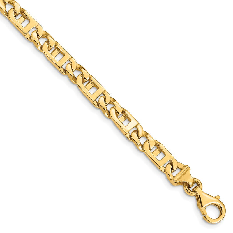 Solid 14K Yellow Gold 9 inch 5.9mm Hand Polished Fancy Link with Fancy Lobster Clasp Bracelet