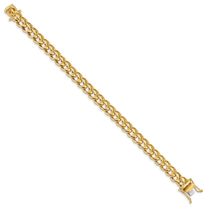 Solid 14K Yellow Gold 8 inch 8.6mm Hand Polished Fancy Link with Box Catch Clasp Bracelet