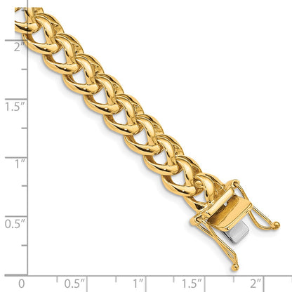 Solid 14K Yellow Gold 8 inch 8.6mm Hand Polished Fancy Link with Box Catch Clasp Bracelet