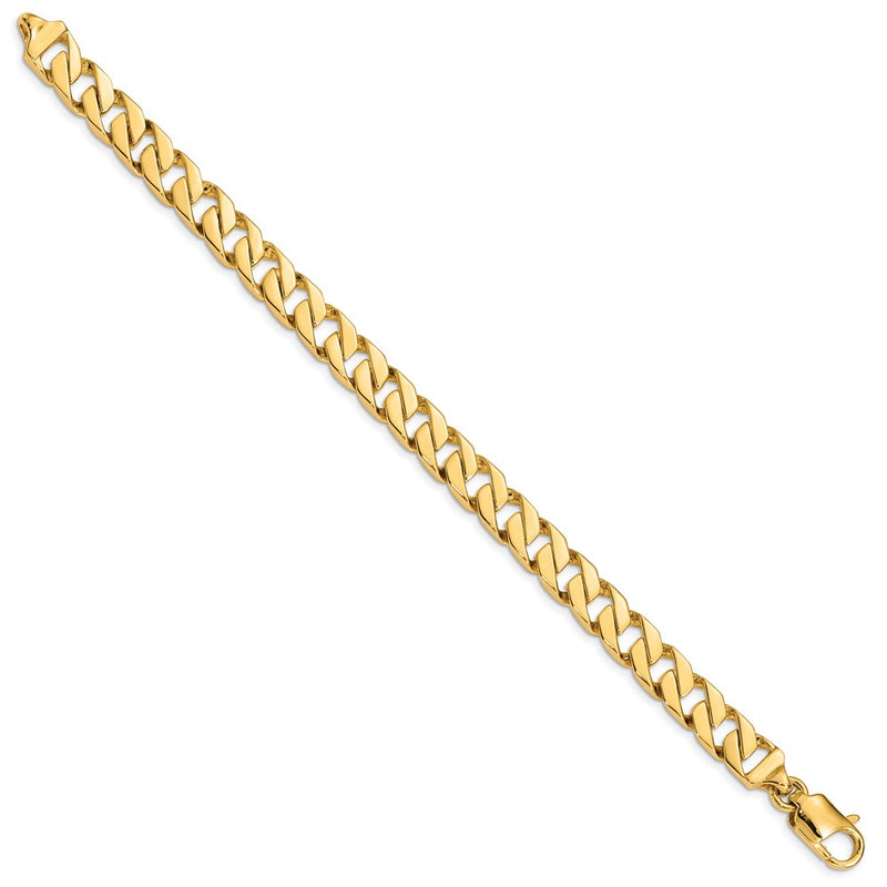 Solid 14K Yellow Gold 8 inch 8.5mm Hand Polished Fancy Link with Lobster Clasp Bracelet