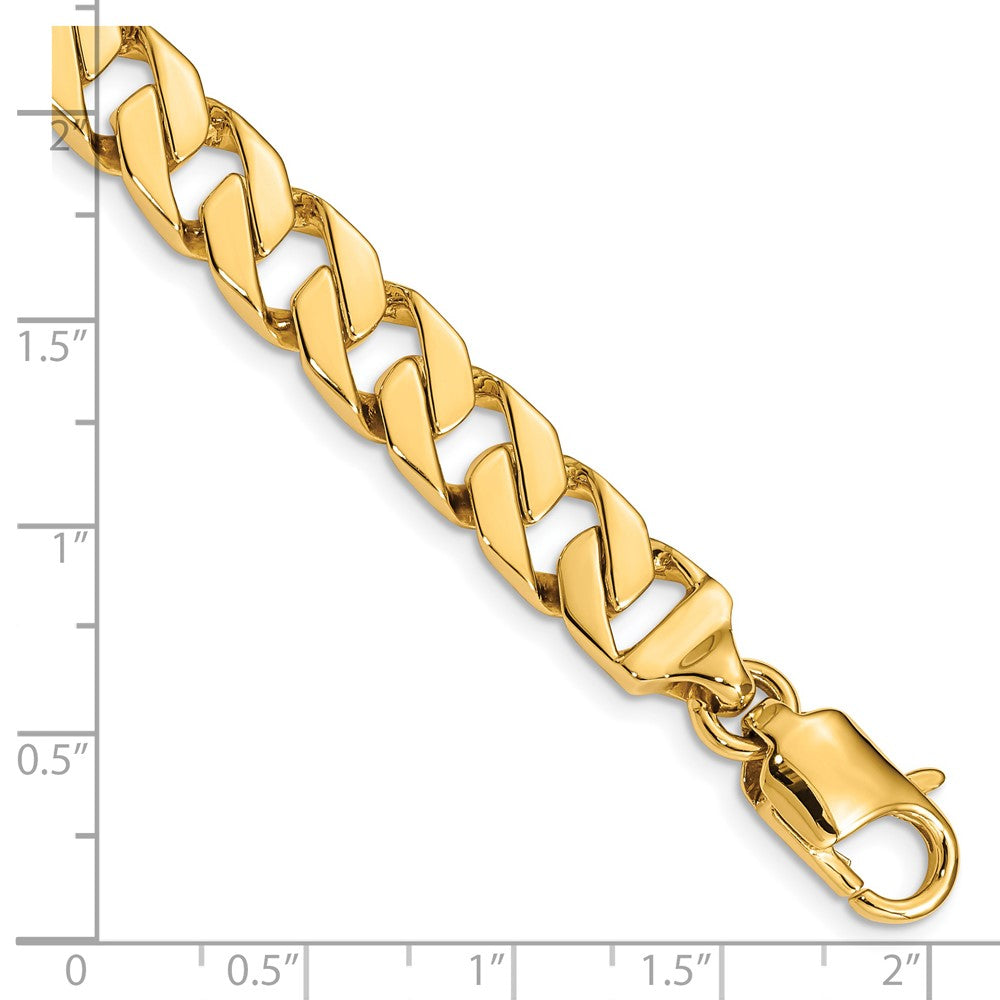Solid 14K Yellow Gold 8 inch 8.5mm Hand Polished Fancy Link with Lobster Clasp Bracelet