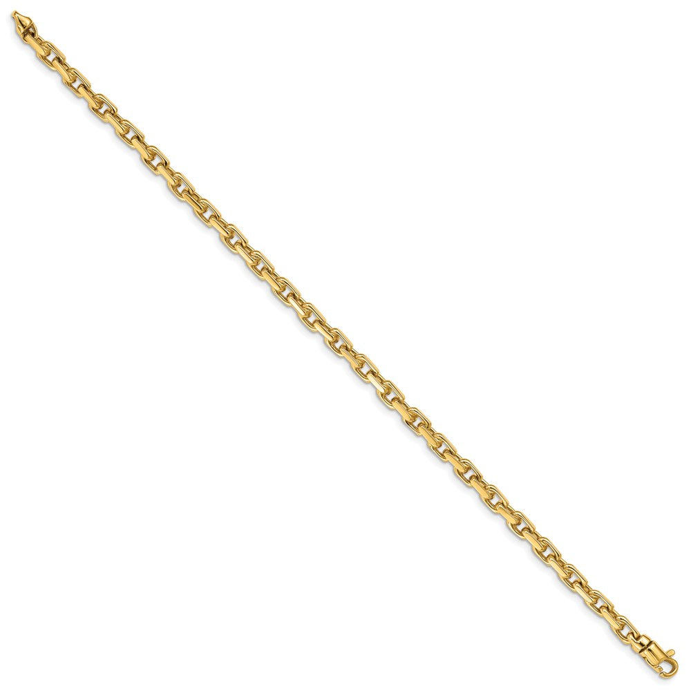 Solid 14K Yellow Gold 7 inch 4.2mm Hand Polished Fancy Link with Lobster Clasp Bracelet