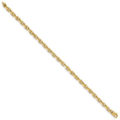 Solid 14K Yellow Gold 7 inch 4.2mm Hand Polished Fancy Link with Lobster Clasp Bracelet