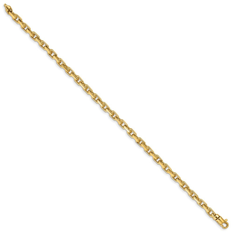 Solid 14K Yellow Gold 7 inch 4.2mm Hand Polished Fancy Link with Lobster Clasp Bracelet