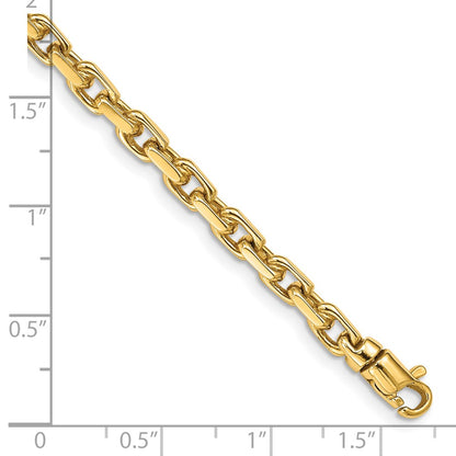 Solid 14K Yellow Gold 7 inch 4.2mm Hand Polished Fancy Link with Lobster Clasp Bracelet