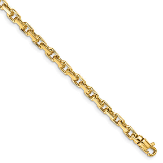 Solid 14K Yellow Gold 22 inch 4.2mm Hand Polished Fancy Link with Lobster Clasp Chain Necklace