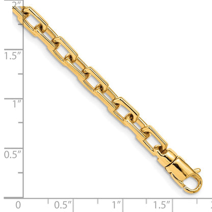 Solid 14K Yellow Gold 9 inch 5mm Hand Polished Fancy Link with Lobster Clasp Chain Bracelet