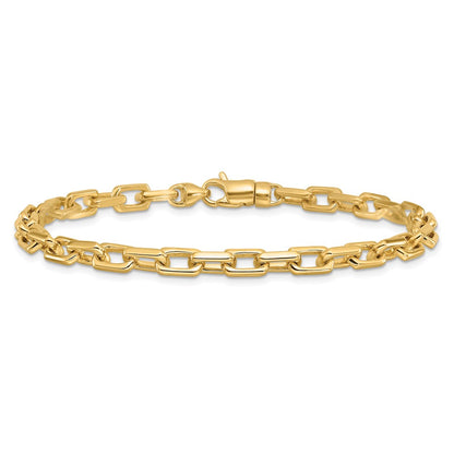 Solid 14K Yellow Gold 18 inch 5mm Hand Polished Fancy Link with Lobster Clasp Chain Necklace