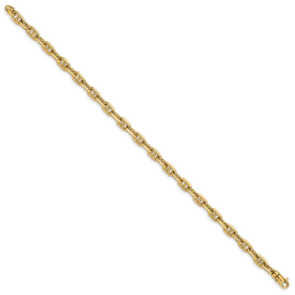 Solid 14K Yellow Gold 8.5 inch 5.1mm Hand Polished Fancy Link with Lobster Clasp Bracelet