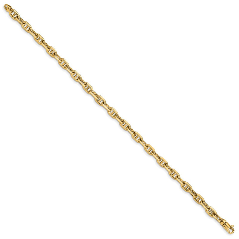 Solid 14K Yellow Gold 8.5 inch 5.1mm Hand Polished Fancy Link with Lobster Clasp Bracelet