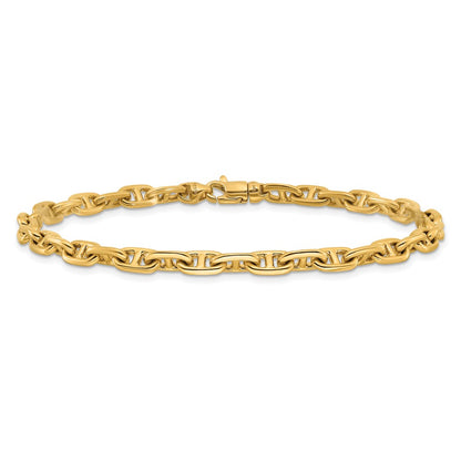 Solid 14K Yellow Gold 8.5 inch 5.1mm Hand Polished Fancy Link with Lobster Clasp Bracelet