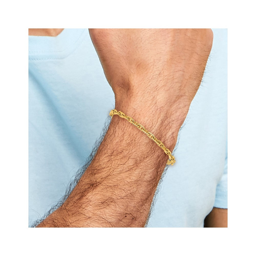 Solid 14K Yellow Gold 8.5 inch 5.1mm Hand Polished Fancy Link with Lobster Clasp Bracelet