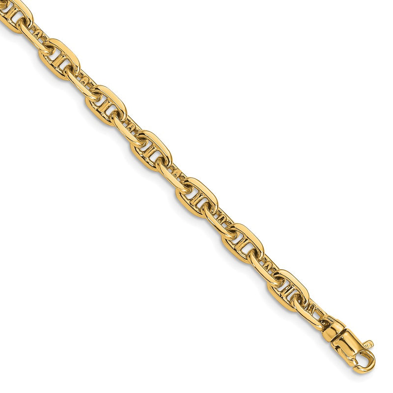 Solid 14K Yellow Gold 8.5 inch 5.1mm Hand Polished Fancy Link with Lobster Clasp Bracelet