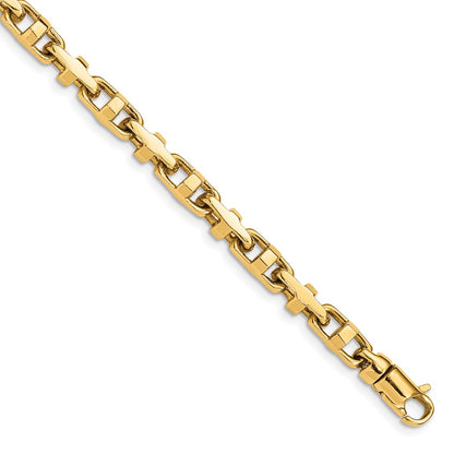 Solid 14K Yellow Gold 8.75 inch 5mm Hand Polished Fancy Link with Lobster Clasp Bracelet