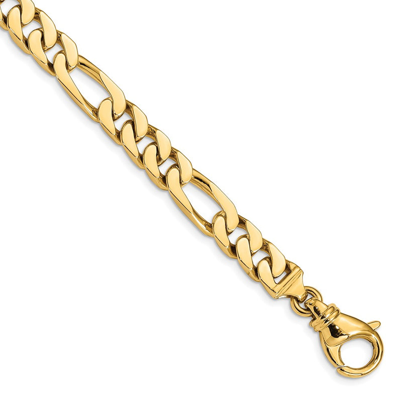 Solid 14K Yellow Gold 9 inch 7.7mm Hand Polished Fancy Link with Fancy Lobster Clasp Bracelet