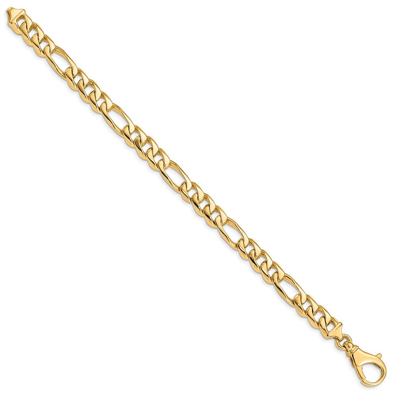 Solid 14K Yellow Gold 8 inch 8.5mm Hand Polished Fancy Link with Fancy Lobster Clasp Bracelet