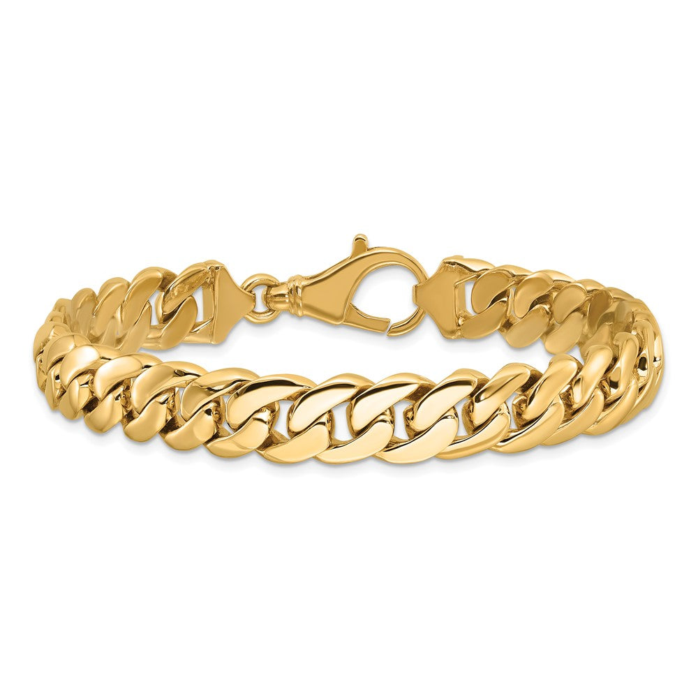 Solid 14K Two-tone Gold 20 inch 10.75mm Hand Polished Fancy Link with Fancy Lobster Clasp Chain Necklace