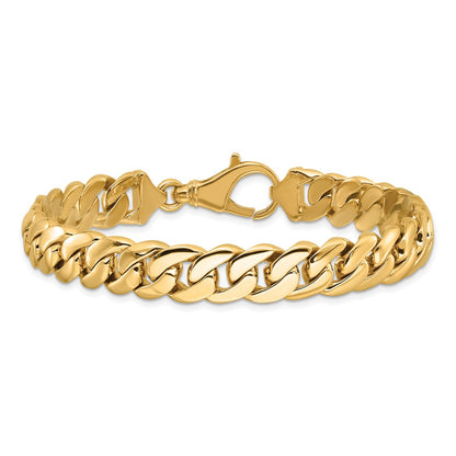 Solid 14K Two-tone Gold 20 inch 10.75mm Hand Polished Fancy Link with Fancy Lobster Clasp Chain Necklace