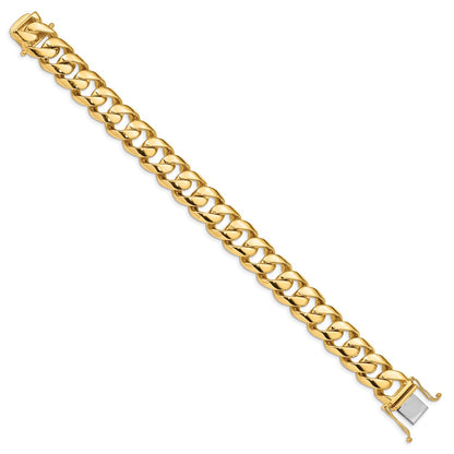 Solid 14K Yellow Gold 9 inch 16.15mm Hand Polished Fancy Link with Box Catch Clasp Bracelet
