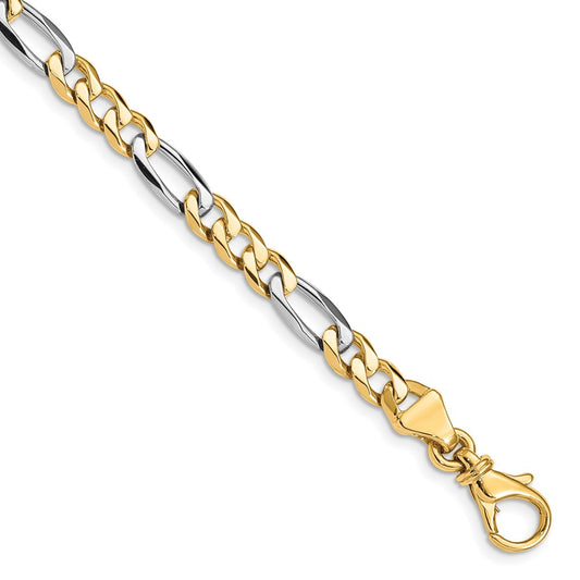 Solid 14K Two-tone Gold 8 inch 5.8mm Hand Polished Fancy Link with Fancy Lobster Clasp Bracelet