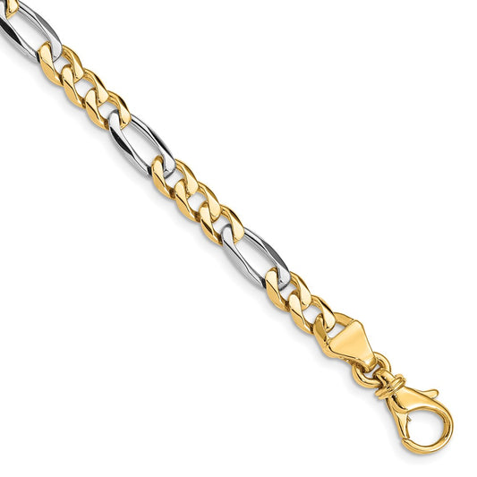 Solid 14K Two-tone Gold 18 inch 5.8mm Hand Polished Fancy Link with Fancy Lobster Clasp Chain Necklace
