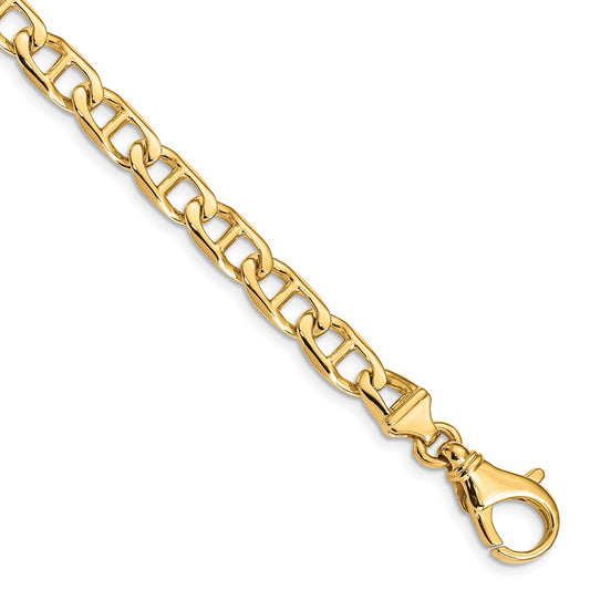Solid 14K Yellow Gold 18 inch 6.5mm Hand Polished Fancy Link with Fancy Lobster Clasp Chain Necklace