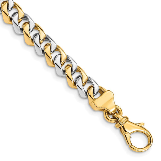 Solid 14K Two-tone Gold 20 inch 6.85mm Hand Polished Fancy Link with Fancy Lobster Clasp Chain Necklace