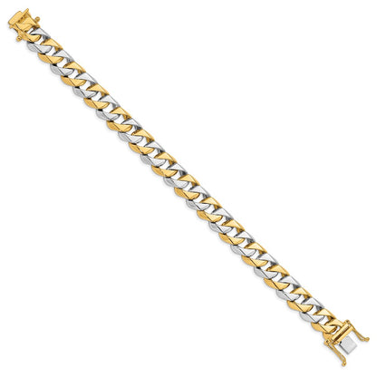 Solid 14K Two-tone Gold 8.5 inch 11.2mm Hand Polished Fancy Link with Box Catch Clasp Bracelet
