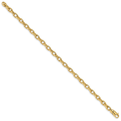 Solid 14K Yellow Gold 8.25 inch 5mm Hand Polished Fancy Link with Lobster Clasp Bracelet