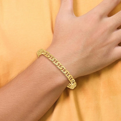 Solid 14K Yellow Gold 18 inch 6.5mm Hand Polished Fancy Anchor Link with Fancy Lobster Clasp Chain Necklace