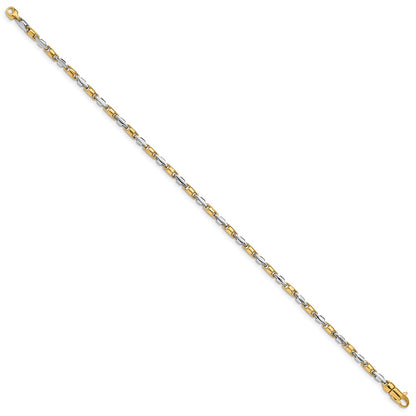 Solid 14K Two-tone Gold 8 inch 2.5mm Hand Polished Fancy Link with Lobster Clasp Bracelet