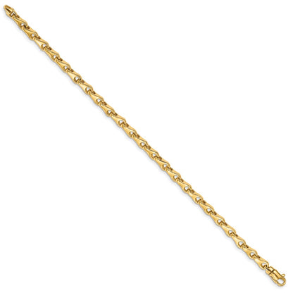 Solid 14K Yellow Gold 7.25 inch 3.9mm Hand Polished Fancy Link with Lobster Clasp Bracelet