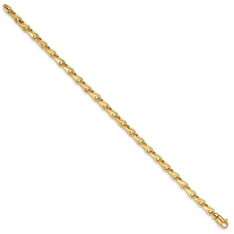 Solid 14K Yellow Gold 7.25 inch 3.9mm Hand Polished Fancy Link with Lobster Clasp Bracelet