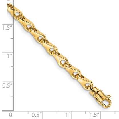 Solid 14K Yellow Gold 7.25 inch 3.9mm Hand Polished Fancy Link with Lobster Clasp Bracelet